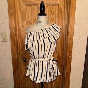 Mauve Anthropologie One Shoulder Striped Top Women’s Size Medium